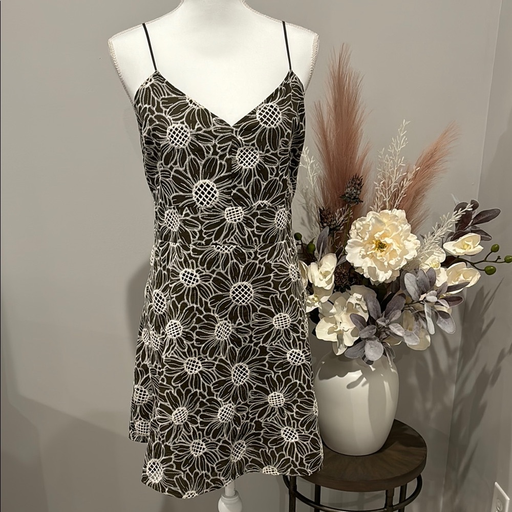 Sunflower Embroidered Spaghetti Strap Dress